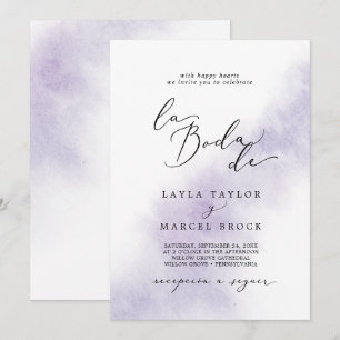 Invitation Nettoyage aquarelle   Purple La Boda De Mariage