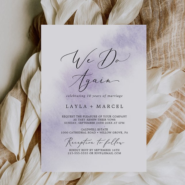 Invitation Nettoyage aquarelle | Purple Nous Refaisons Vow Re (Créateur téléchargé)