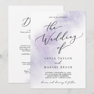 Invitation Nettoyage aquarelle   Purple tout en un Mariage