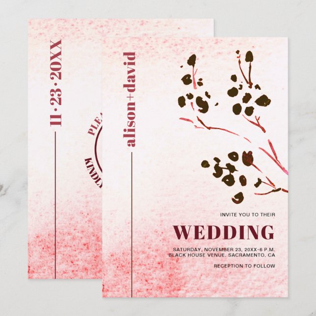 Invitation Nettoyage et embranchement d'aquarelle Japandi Cod (Devant / Derrière)