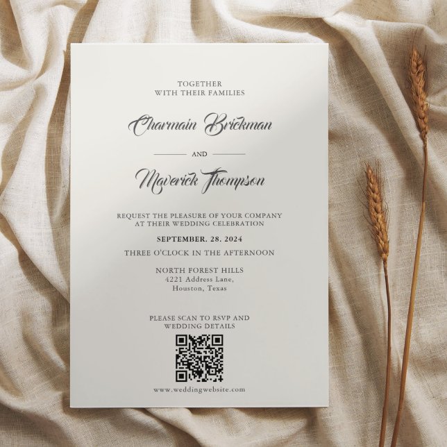 Invitation Nettoyer le Mariage budget simple beige (Créateur téléchargé)