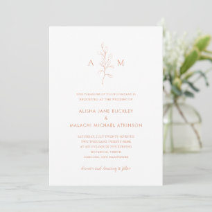 Invitation Nettoyer Pêche Botanique Mariage élégant