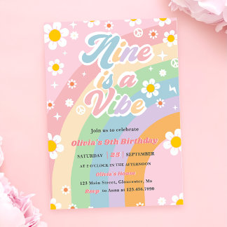 Invitation Neuf Est Une Vibe Super Daisy Rainbow 9E Anniversa