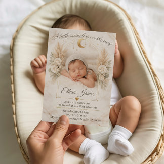 Invitation Neutral Baby Shower Boho Floral Moon Baby Sprinkle