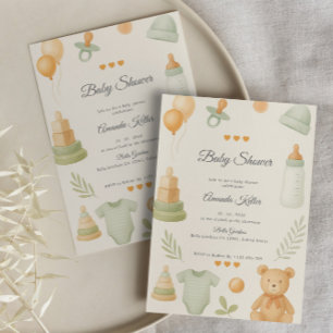 Invitation Neutral Baby shower Pastel