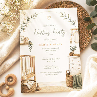 Invitation Neutral Boho Nesting Party Baby Shower