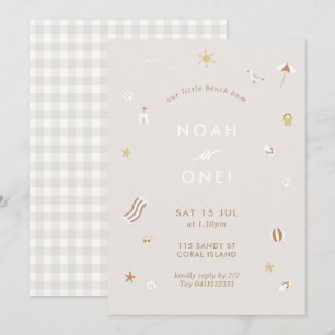 Invitation Neutral Kids Beach Pool Thème Anniversaire