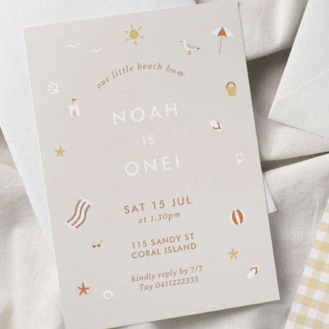 Invitation Neutral Kids Beach Pool Thème Anniversaire (Créateur téléchargé)