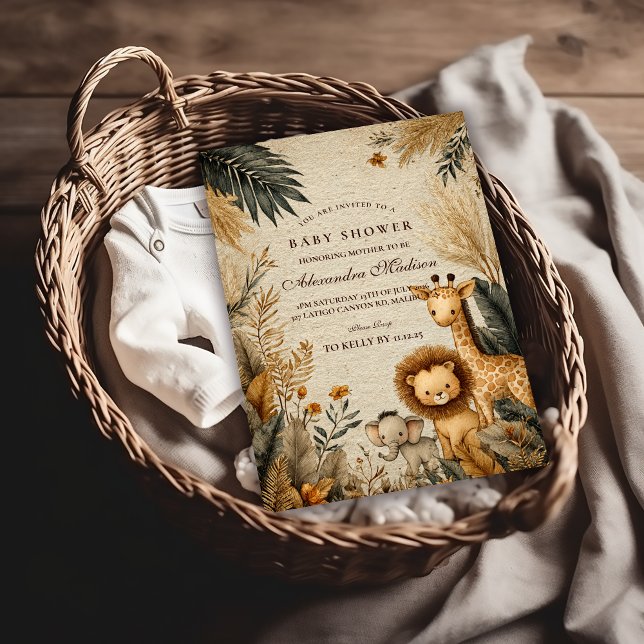 Invitation Neutral Safari Woodland Baby Shower (Créateur téléchargé)