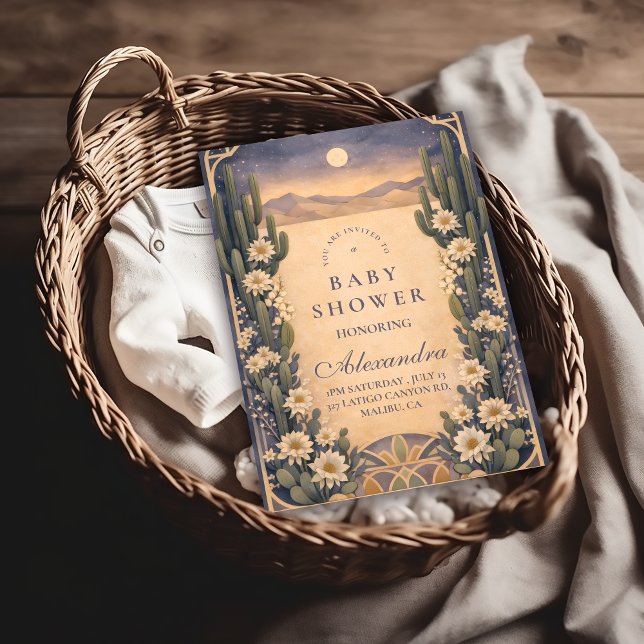 Invitation Neutral Southwest Cactus Botanicals Baby Shower (Créateur téléchargé)