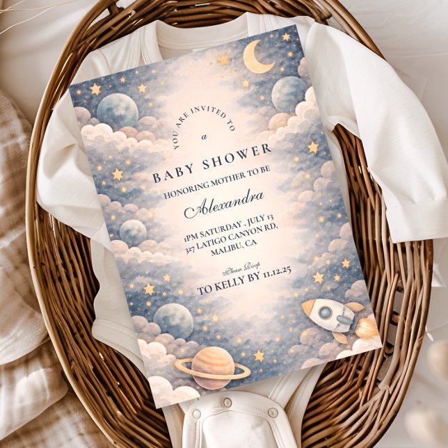 Invitation Neutral Space Stars Baby Shower (Créateur téléchargé)