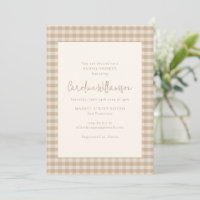 Neutral Taupe Beige Gingham Carreaux Mariage