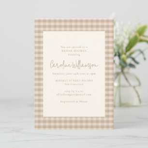 Invitation Neutral Taupe Beige Gingham Carreaux Mariage