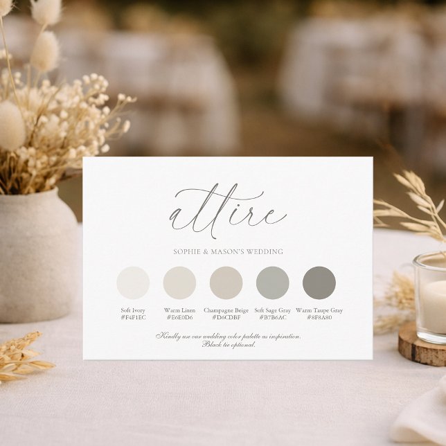 Invitation Neutral Wedding Attire Color Palette Card  (Créateur téléchargé)