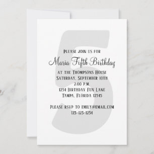 Invitation Neutralité minimaliste du cinquième anniversaire