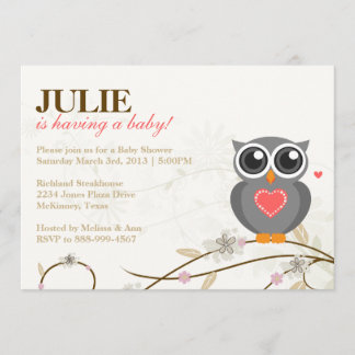 Invitation neutre de baby shower de hibou de genre