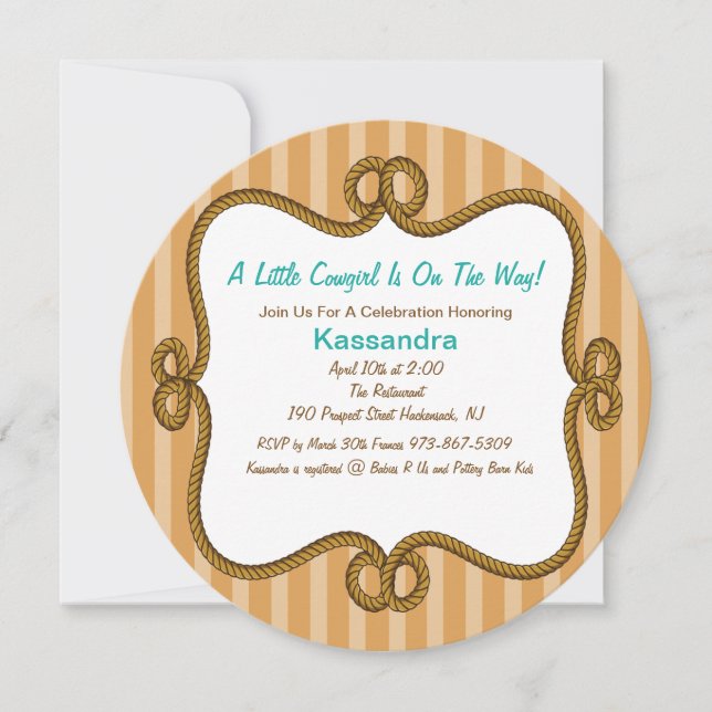 Invitation neutre occidentale ronde de baby shower (Devant)