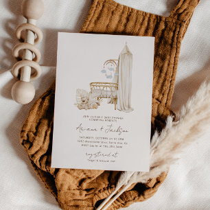 Invitation neutre pour une Baby Shower Bohème