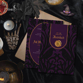 Invitation Nevermore Damassé | Luxe Halloween Dark Plum