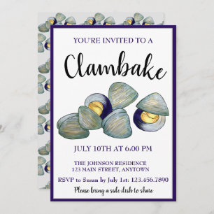 Invitation New England Clambake Beach Summer Seood Dinner