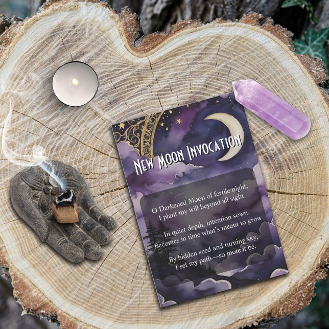 Invitation New Moon Invocation Pagan Prayer Pocket Card (Purple Night Sky New Moon Invocation for Pagan and Wiccan Practice by Starborne Devotionals)