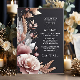 Invitation New Soie rose Boho Peony Garden Dusty Rose Mariage