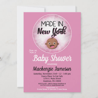 Invitation New York Baby shower Africain Américain Pink Baby