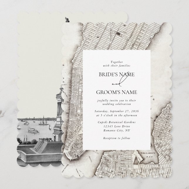 Invitation New York City Destination Mariage NYC (Devant / Derrière)
