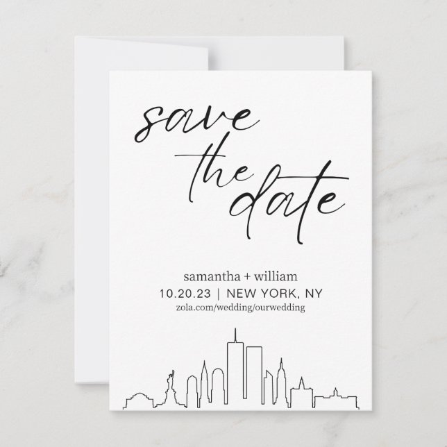 Invitation New York City Skyline MINIMALIST Enregistrer La Da (Devant)