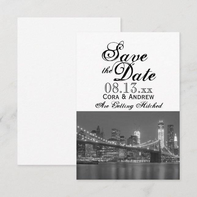 Invitation New York Skyline Brooklyn Wedding Enregistrer la d (Devant / Derrière)