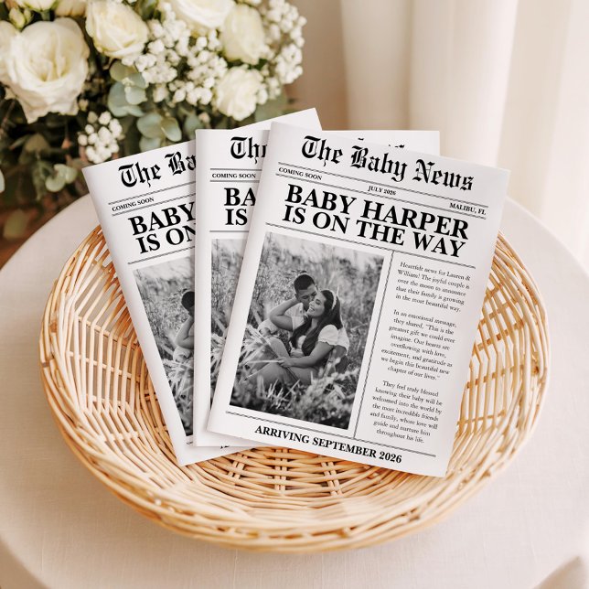 Invitation Newspaper Baby Expecting Pregnancy Announcement (Créateur téléchargé)