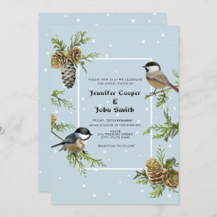 Invitation Nez d'oiseau mignon Pine Cône d'hiver Mariage Invi