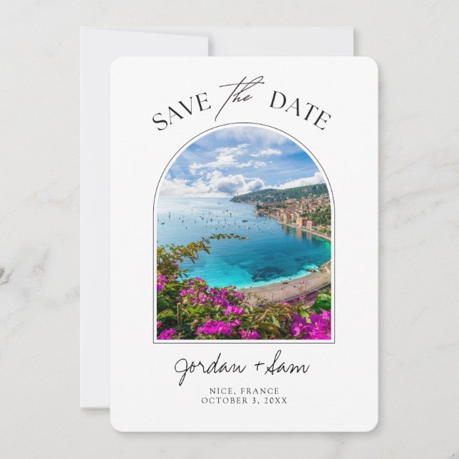 Invitation Nice France Mariage Sauvegarder la date (Devant)