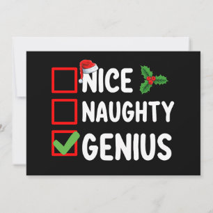 Invitation Nice Naughty Genius Liste de Noël Famille