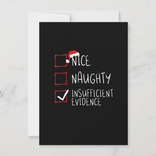 Invitation Nice Naughty Insufficient Evidence Christmas Santa (Devant)