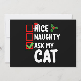 Invitation Nice Naughty Poser Mon Chat Liste de Noël