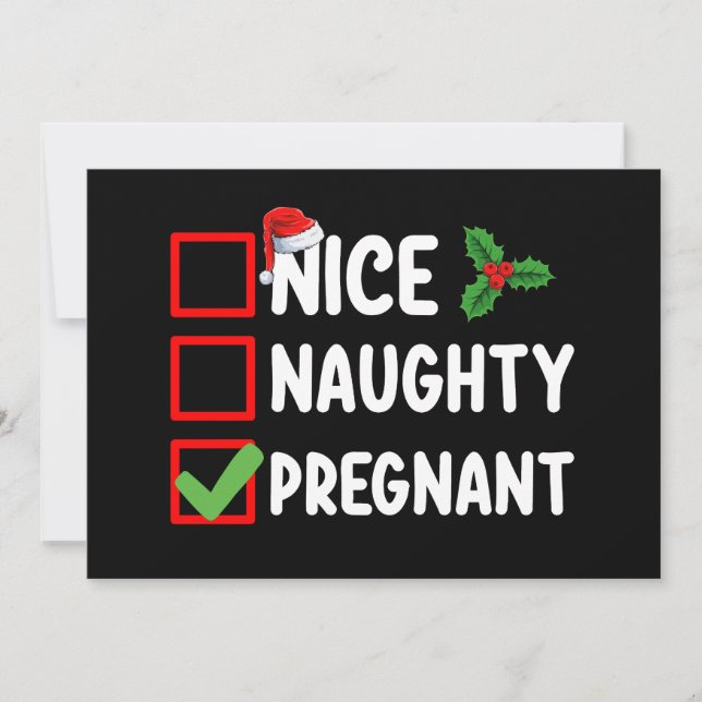 Invitation Nice Naughty Pregnant Liste de Noël Grossesse (Devant)