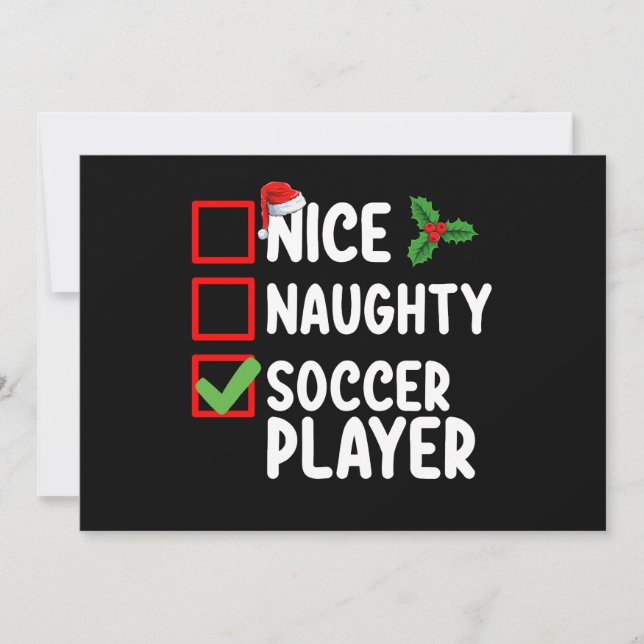 Invitation Nice Naughty Soccer Joueur Noël (Devant)