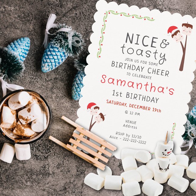 Invitation Nice S'mores Marshmallows Kids Xmas Birthday Party (Nice S'mores Marshmallows Kids Xmas Birthday Party Invite backyard bonfire s'more fun with friends)