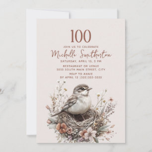 Invitation Nid d'oiseaux Terracotta rose 100e anniversaire