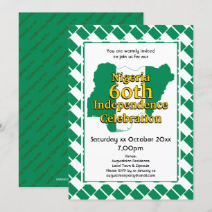 Invitation NIGÉRIA 60e INDÉPENDANCE  Drapeau nigérian