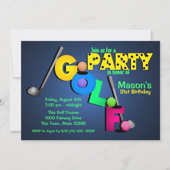 Invitation Night Glow Golf Party (Devant)