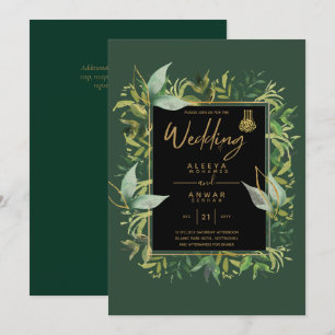 Invitation NIKAH - Emerald Green Gold Mariage ISLAMIQUE Invit