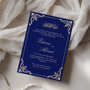Invitation Nikah Navy Bleu Mariage musulman islamique