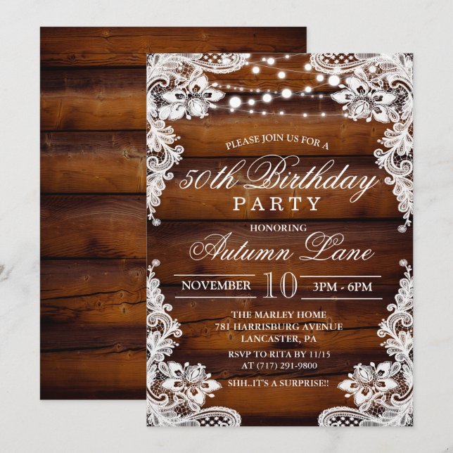 Invitation N'IMPORTE QUEL ÂGE - Adulte Anniversaire Fête Invi (Devant / Derrière)