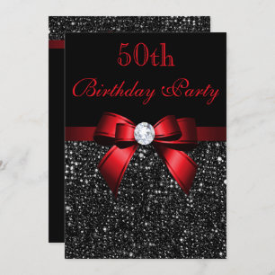 Invitation N'importe quel âge Anniversaire Faux Sequins Bow N