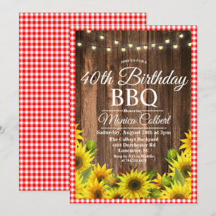 Invitation N'IMPORTE QUEL ÂGE - BBQ Anniversaire Tournesol In