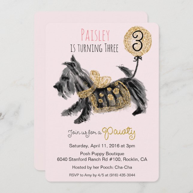 Invitation N'IMPORTE QUEL ÂGE - Couture Chien Chien Chien Coq (Devant / Derrière)