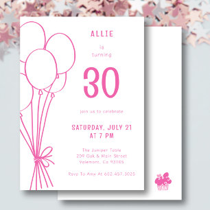 Invitation N'Importe Quel Âge Dessiné À La Main Balloon Anniv