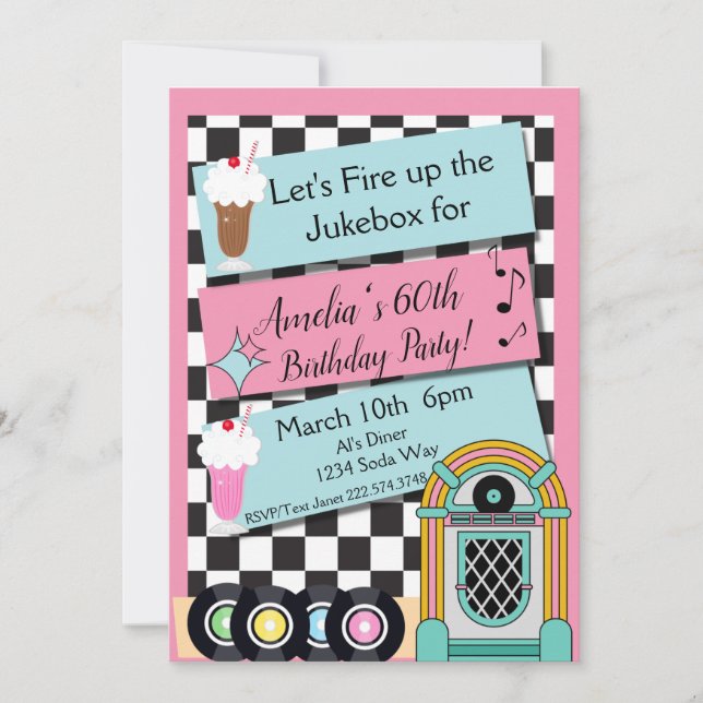 Invitation N'importe quel âge, Diner des années 1950 Invitati (Devant)